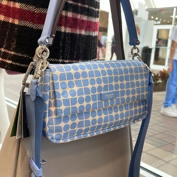 Kate Spade Noel Jacquard Convertible Crossbody Canvas XBody 
Astral Blue 
NWT - Picture 10 of 16